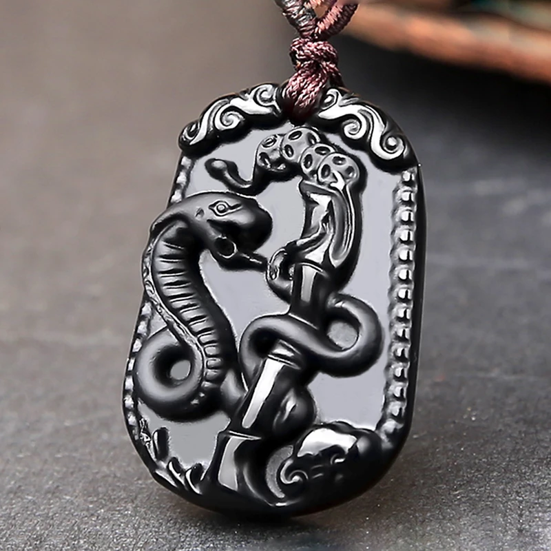 天然黑曜石十二生肖吊坠属鼠牛虎兔龙蛇马羊猴鸡狗猪挂件男女佩戴