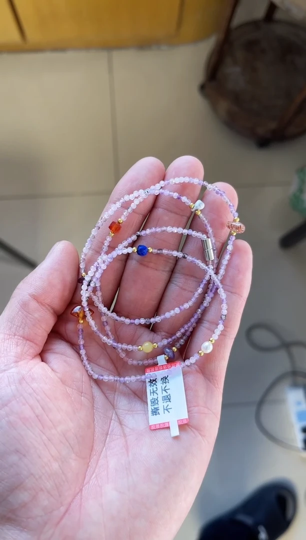 未镶嵌手链水晶小****n，超七米粒珠多圈手串