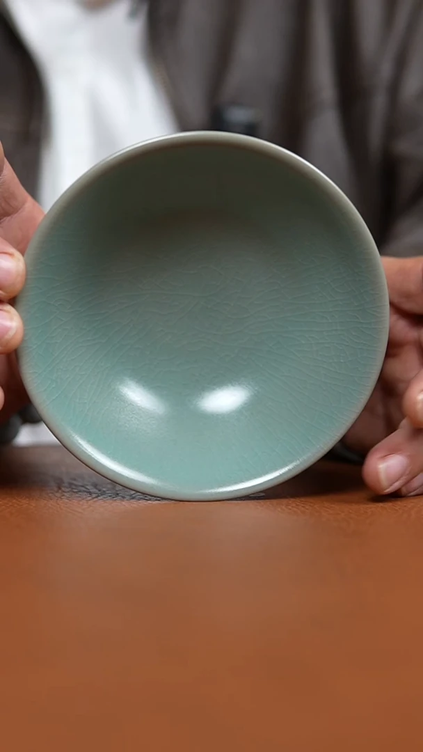 瓷片仿古翡翠绿纯手工斗笠碗一级礼盒