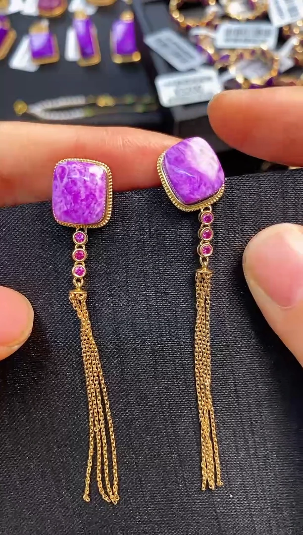 苏纪石（舒俱来）18K金镶嵌耳饰1