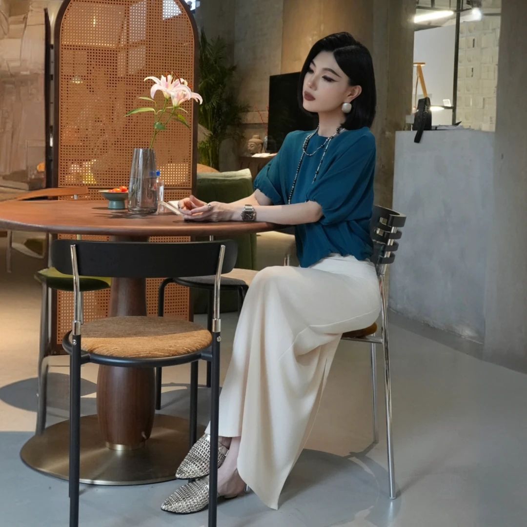 POPULARYW【音浪】Z·R上品屋 法式轻奢圆领百搭设计感气质T恤