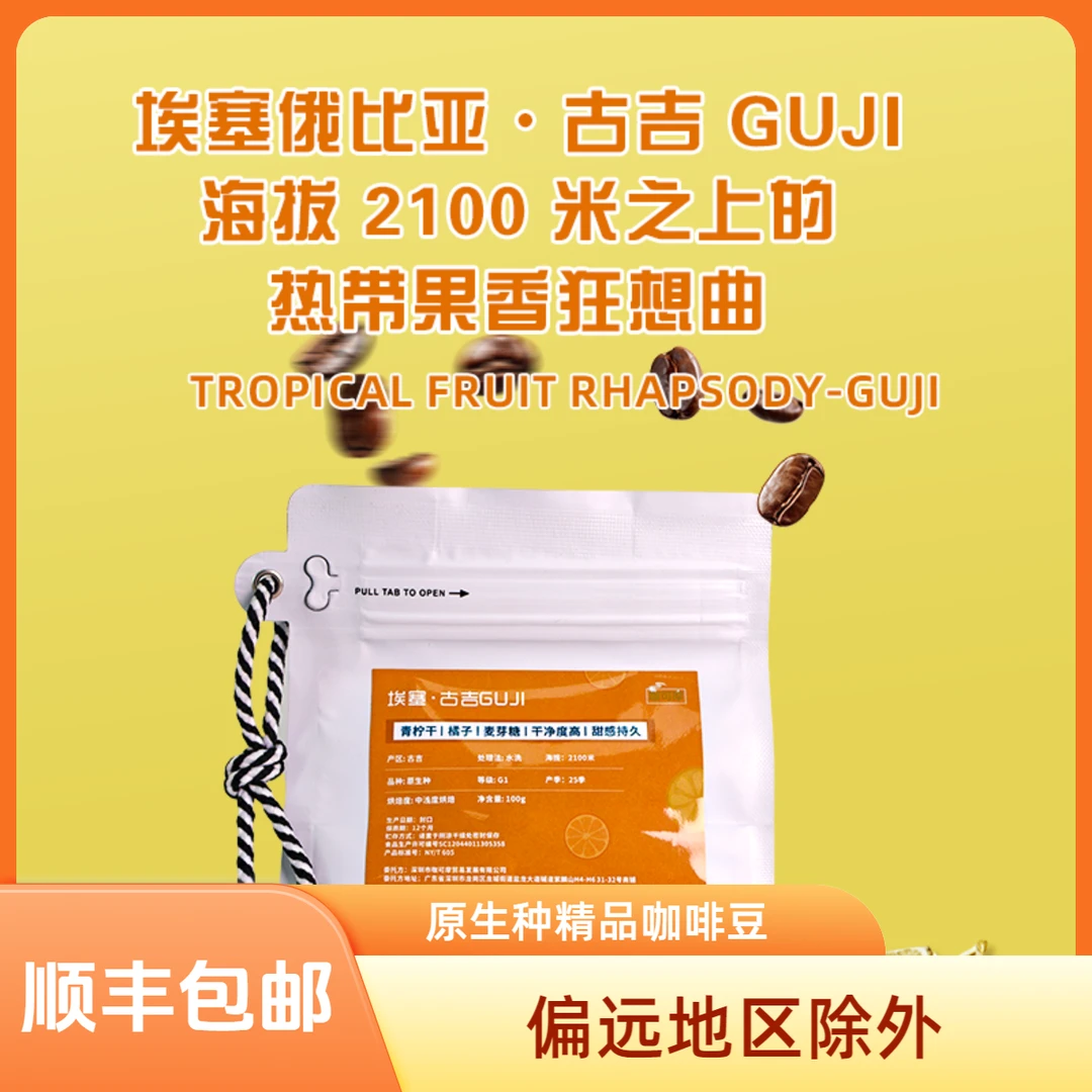 【咖可摩】25季埃塞·古吉G1级别原生种手冲冷萃水洗精品咖啡豆100g