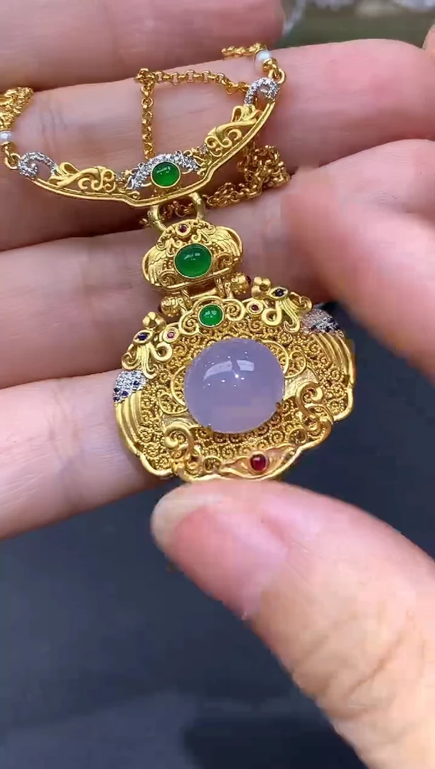 颈饰18K金镶嵌翡翠746-中国好珍宝