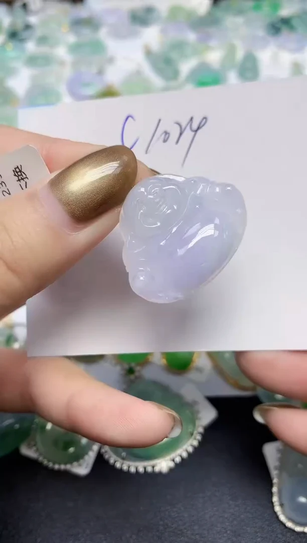 颈饰18K金镶嵌翡翠天然缅甸翡翠A货翡翠百元以上9元证书费自理