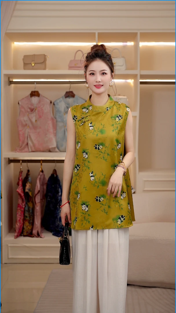 【琥珀】新中式国风新款夏季坎肩衬衫上衣新中式国风旗袍