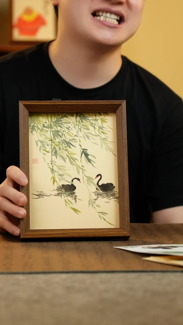 国画17*23纯手绘国风国画摆台