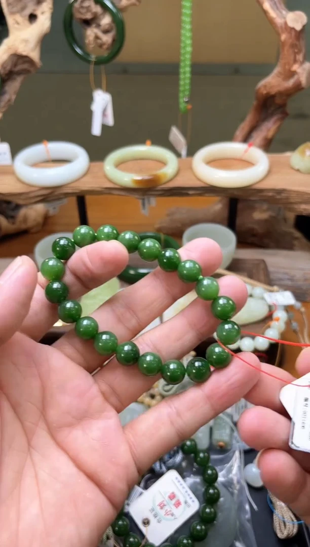 未镶嵌手串和田玉卡10俄七碧玉圆珠