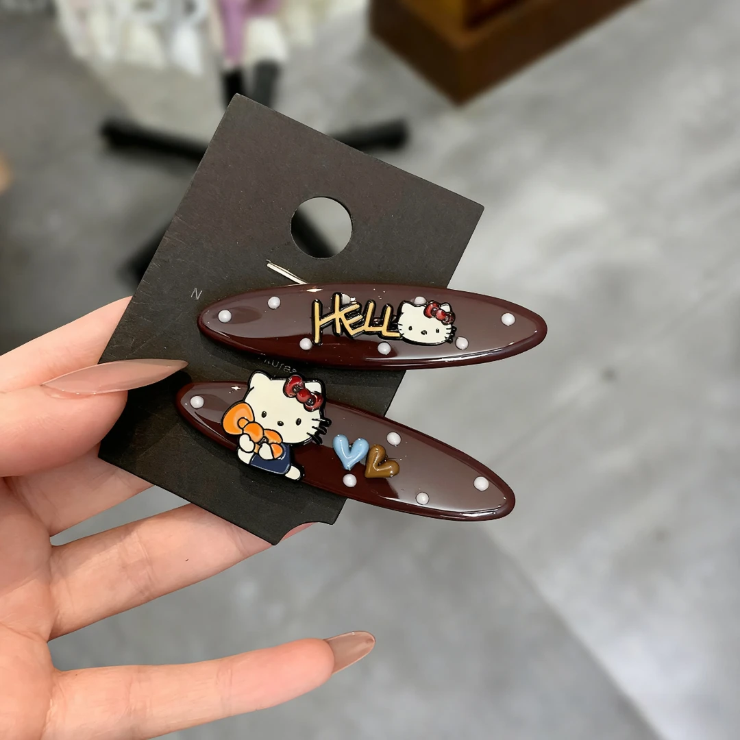 韩国元气少女HelloKitty甜美波点爱心鸭嘴夹精致刘海懒人对夹发饰