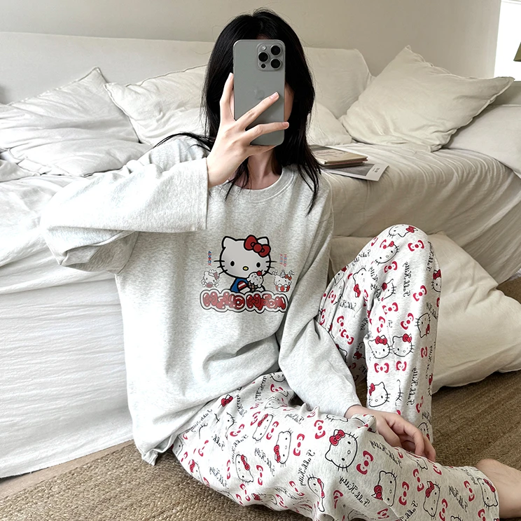 纯棉睡衣女春秋甜美少女长袖长裤2025爆款休闲卡通家居服套装秋冬