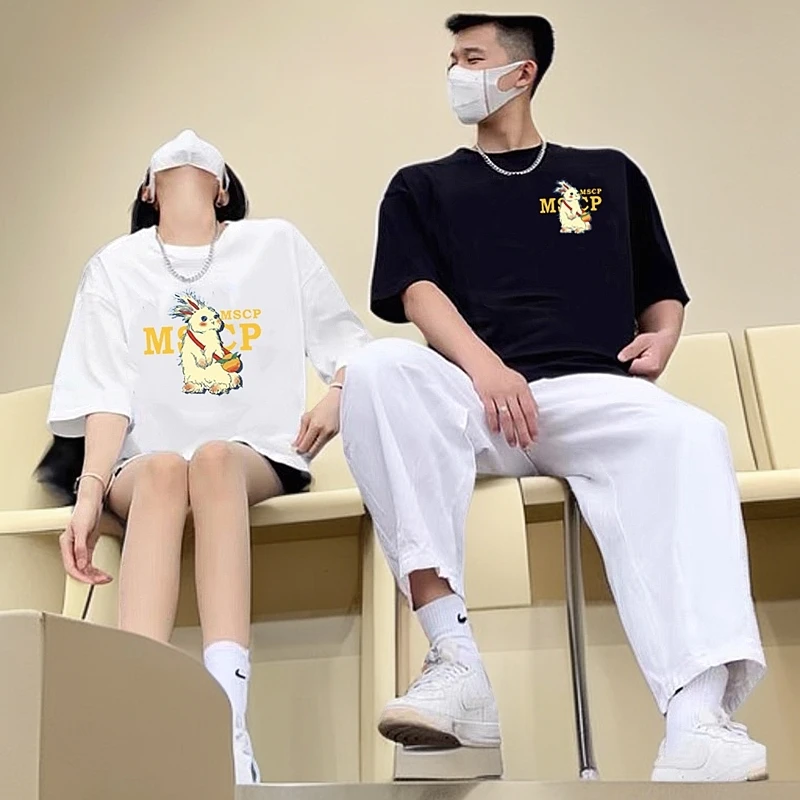 纯棉不一样情侣装夏短袖恤男女美式宽松大码半袖上衣圆领夏季休闲