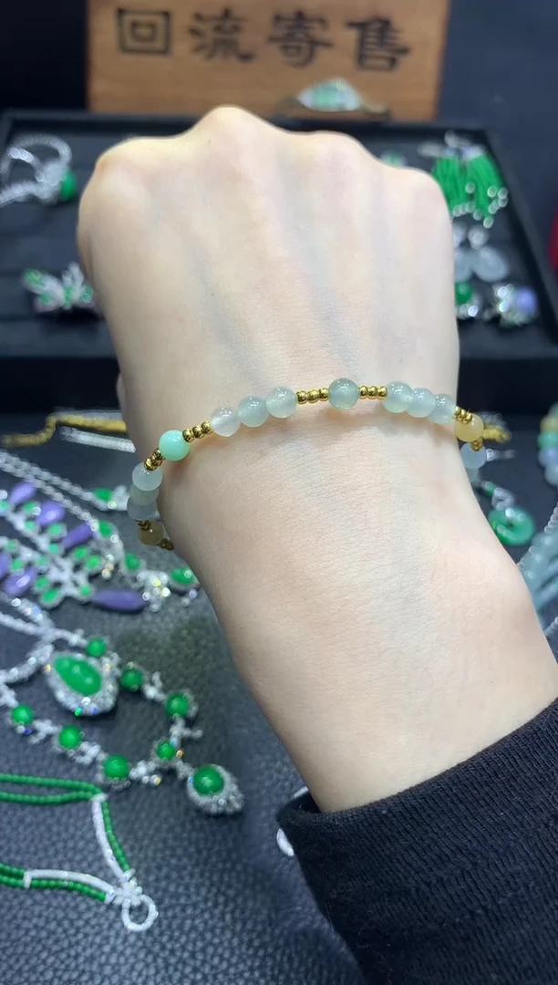 足金镶嵌手链翡翠6