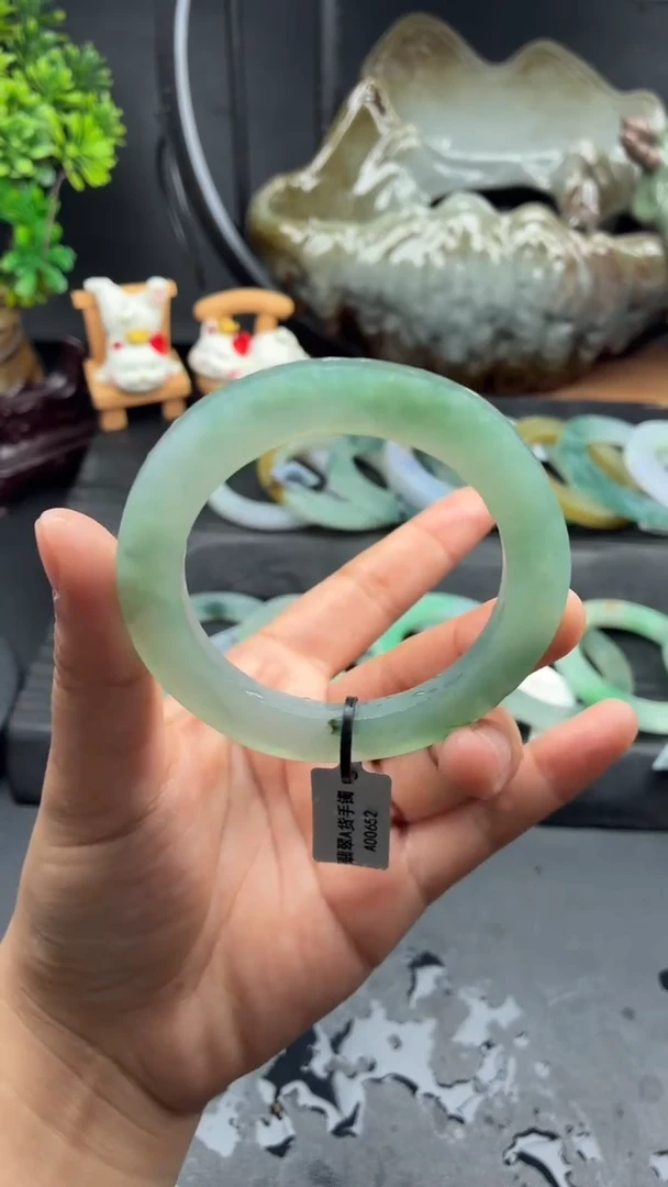 未镶嵌手镯定制翡翠嘎嘎哇塞冰胶蓝51-57-33