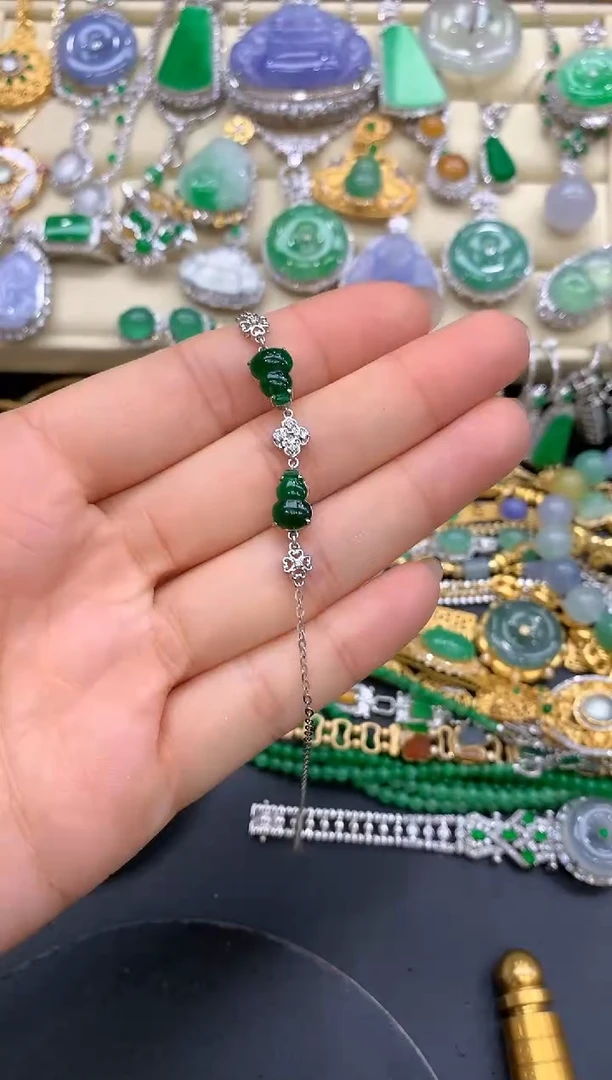 【闪购商品】翡翠手链18K金镶嵌39-中国好珍宝