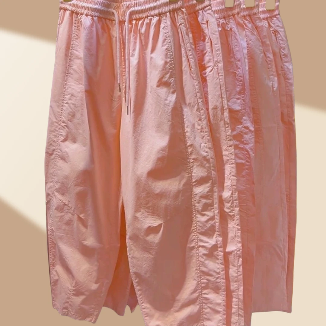 粉色山本裤女夏季薄款2025新款高腰垂感休闲宽松慵懒风凉凉阔腿裤