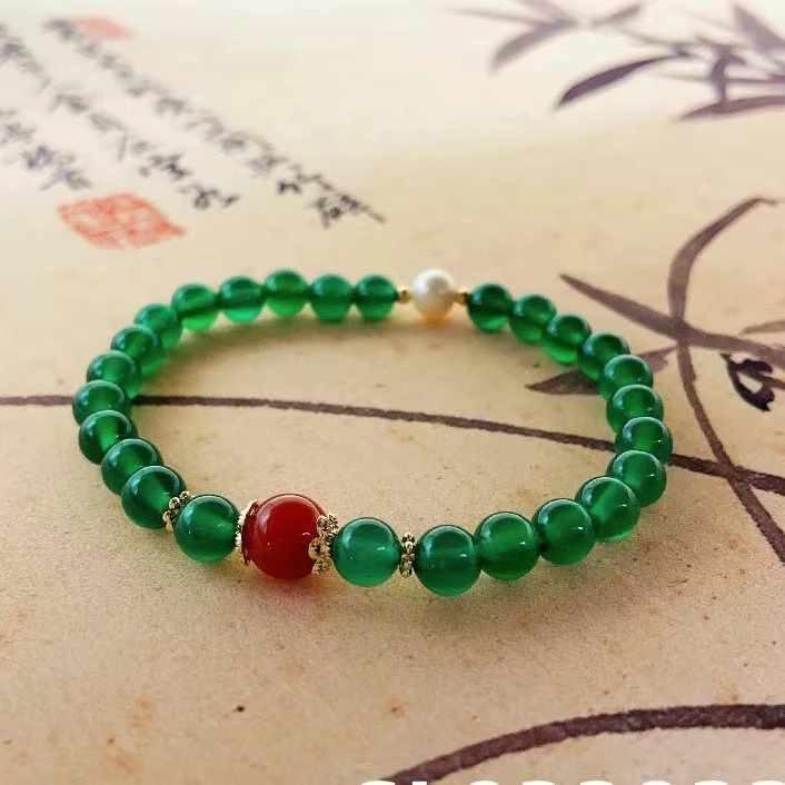 铜合金手链 《货号7423》复古时尚绿色精美手链