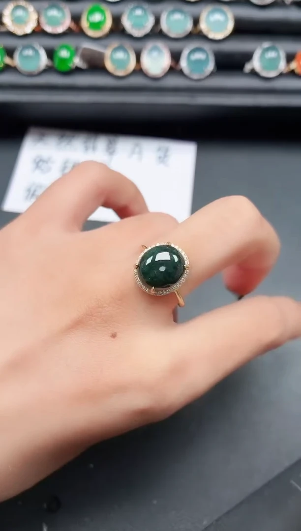 翡翠戒指银S925镶嵌1111