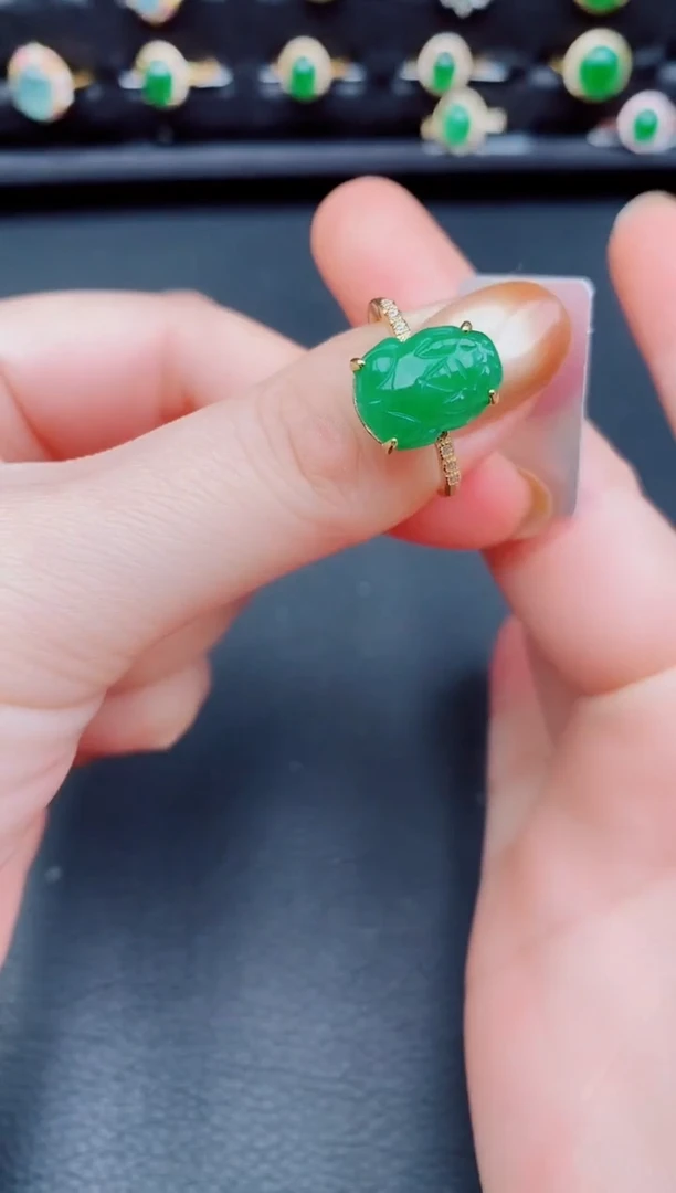 【闪购商品】翡翠戒指银S925镶嵌天然a货翡翠103