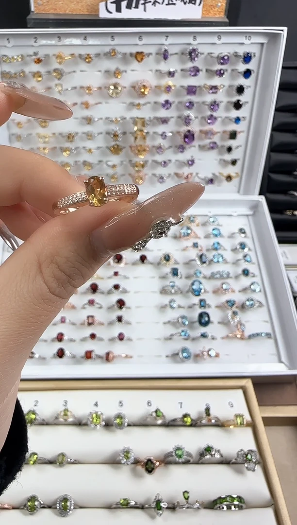 【闪购商品】黄晶戒指银S925镶嵌黄水晶戒指