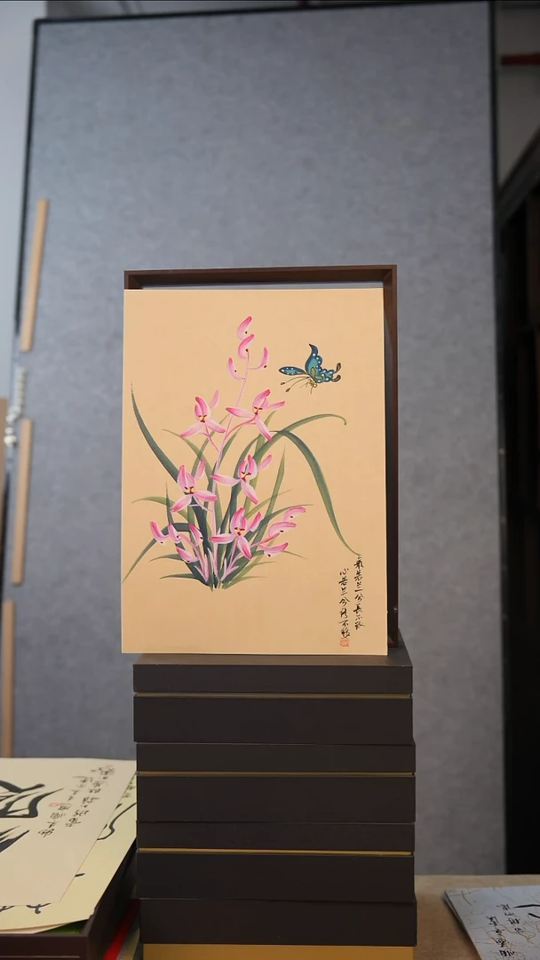 国画A3不落名绘画带框发货  8717