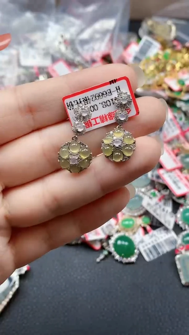 银S925镶嵌戒指翡翠天然A货缅甸翡翠