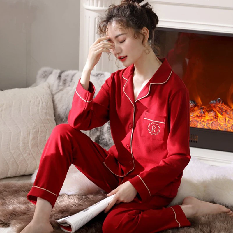 长袖睡衣女春秋季100%纯棉韩版可爱夏季加大码可外穿家居服女士