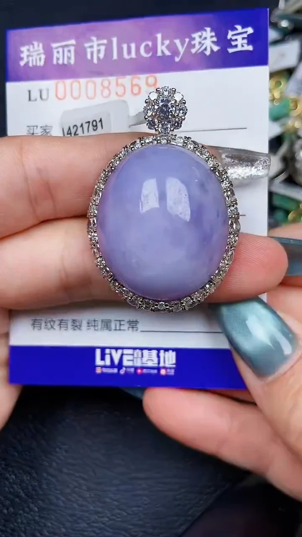 颈饰银S925镶嵌翡翠8569