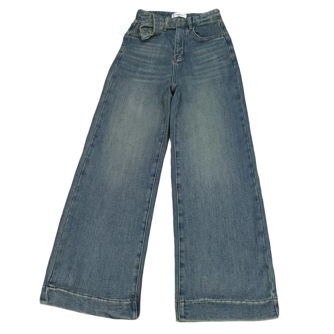 酷版牛仔植绒A版直筒阔腿裤Z6806-2