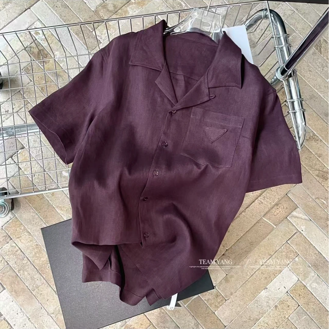 Team Yang-25年早春新款纯亚麻系列白亚麻短袖衬衫松弛有型2109