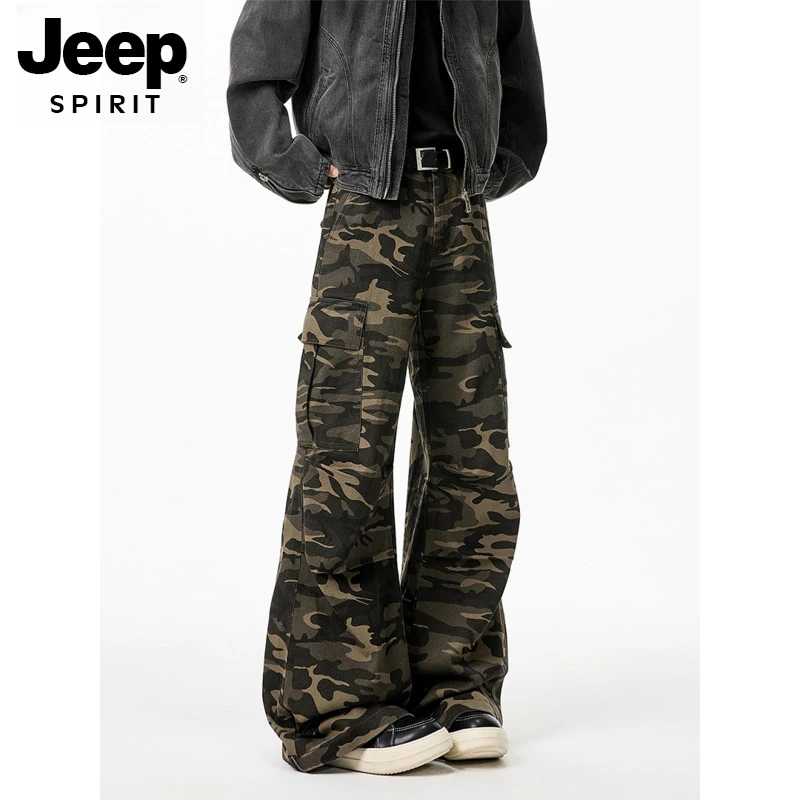 JEEPSPIRIT美式春秋大码工装裤男潮牌夏新款hiphop宽松男生穿搭