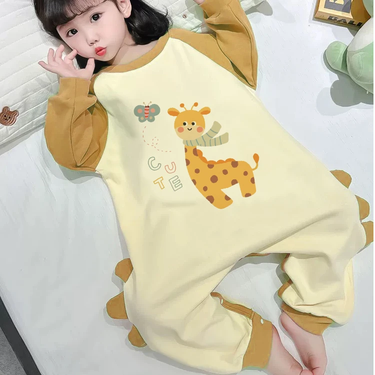 儿童薄款长袖连体睡衣连体防踢睡袋睡衣婴儿宝宝秋冬衣服儿童睡衣