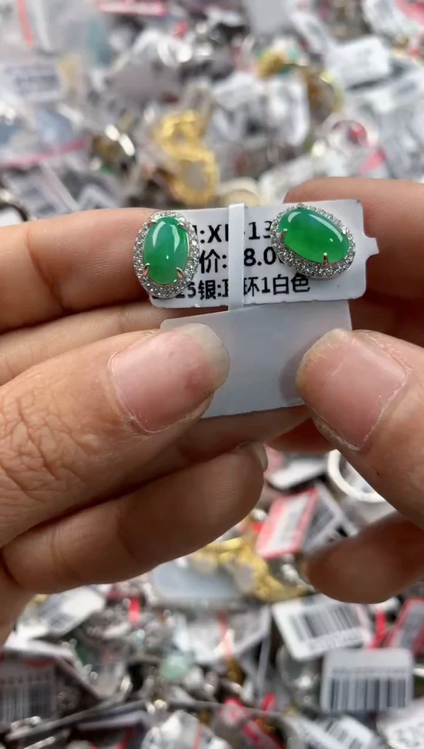 银S925镶嵌戒指翡翠999---8