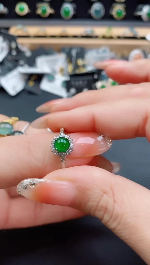 银S925镶嵌戒指翡翠508