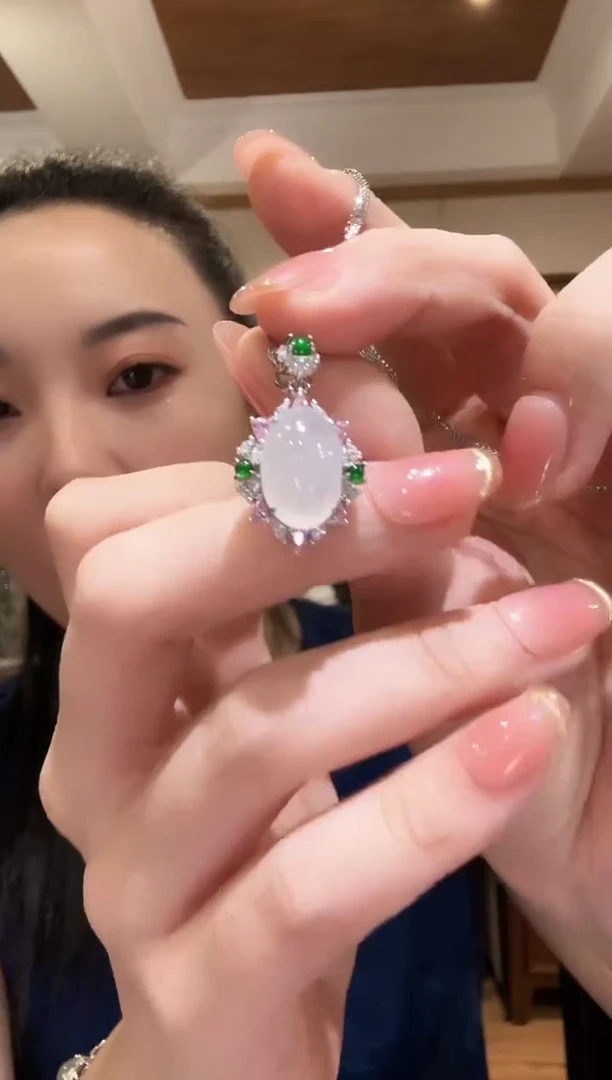 翡翠银S925镶嵌颈饰国风