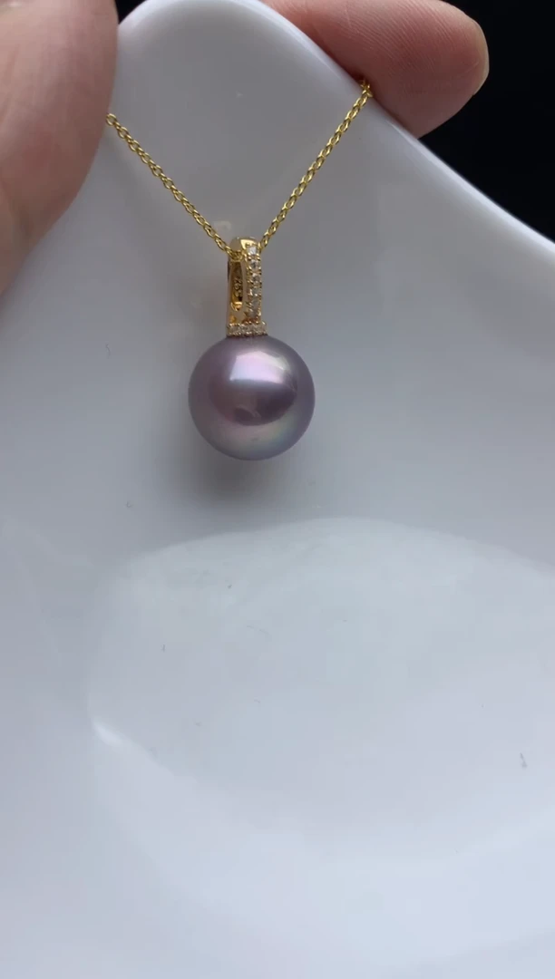 未镶嵌ff淡水珍珠紫珠吊坠（赠链）13~14mm