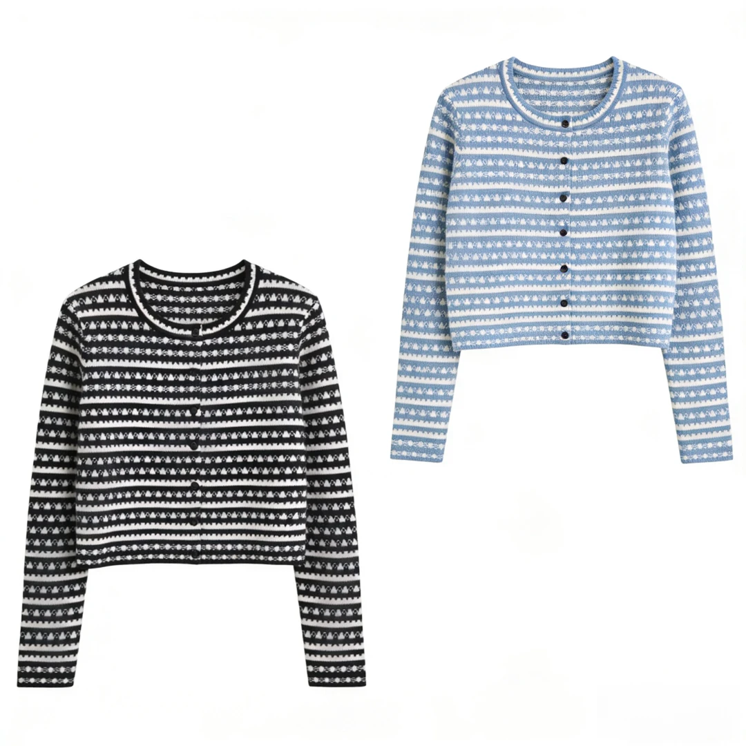 宋坤鸿 CERTAIN FA 休闲撞色条纹毛针织开衫 511132