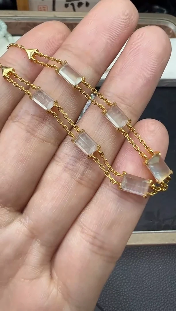 【闪购商品】翡翠手链18K金镶嵌手链