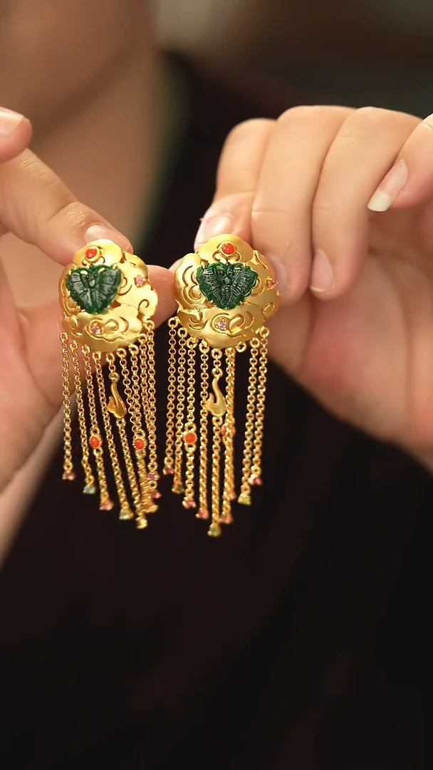 【闪购商品】翡翠耳饰银S925镶嵌新款