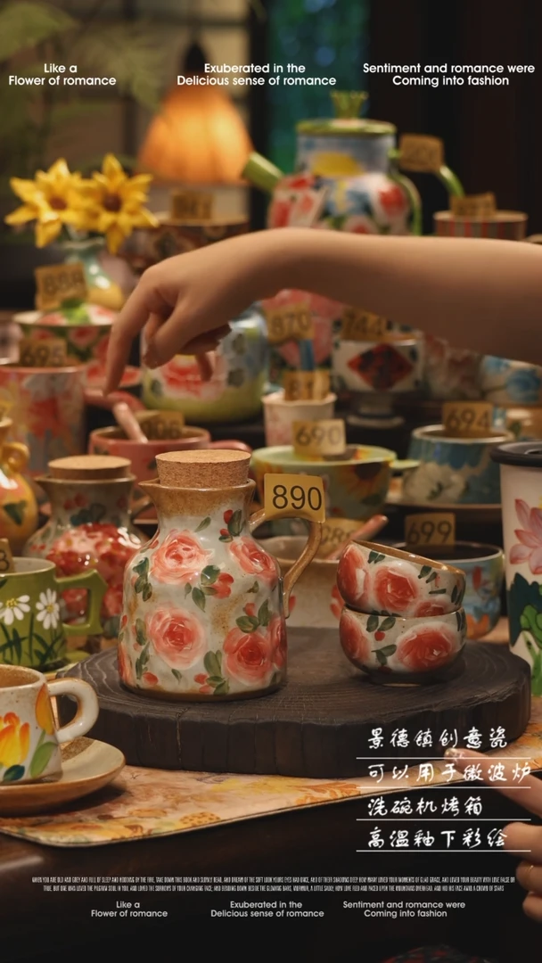 陶瓷890一套景德镇高温釉下彩绘设计师款式