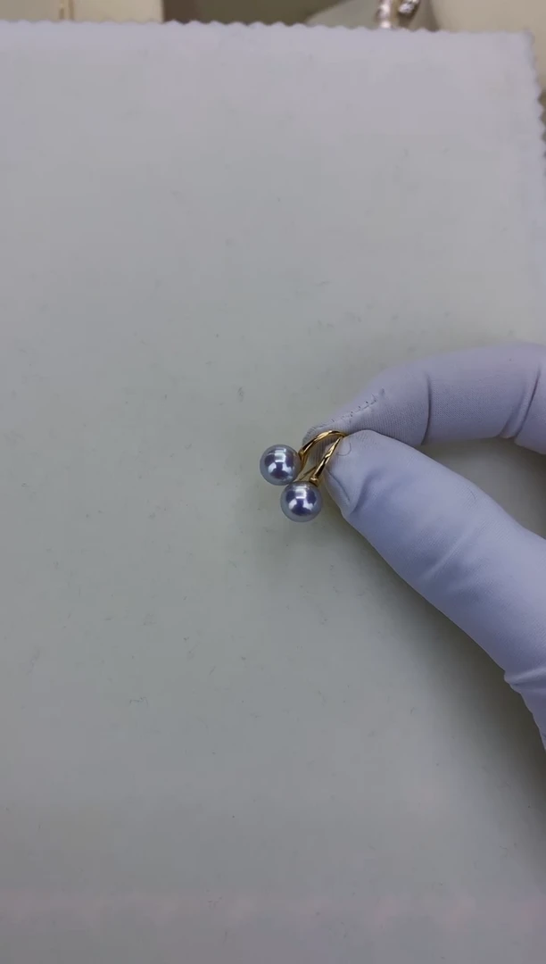 18K金镶嵌GD海水珍珠 GD143 7.5-8 耳钩