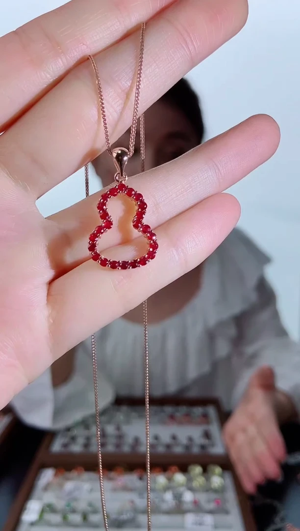 银S925镶嵌颈饰红宝石颈饰