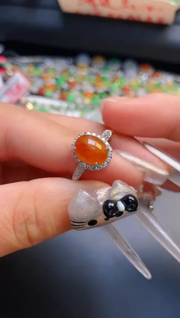 银S925镶嵌戒指翡翠天然