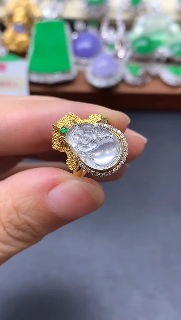 18K金镶嵌戒指翡翠544-中国好珍宝