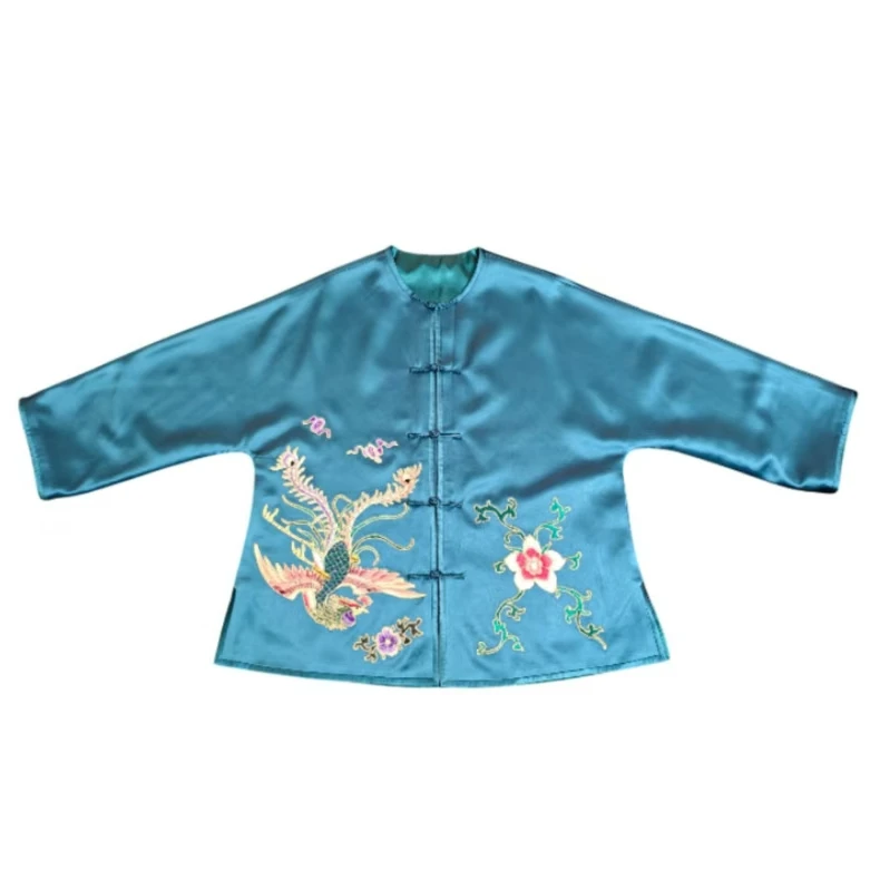 锦帛花衣天下原创非遗手工刺绣凤凰兰花新中式国风春秋唐装外套