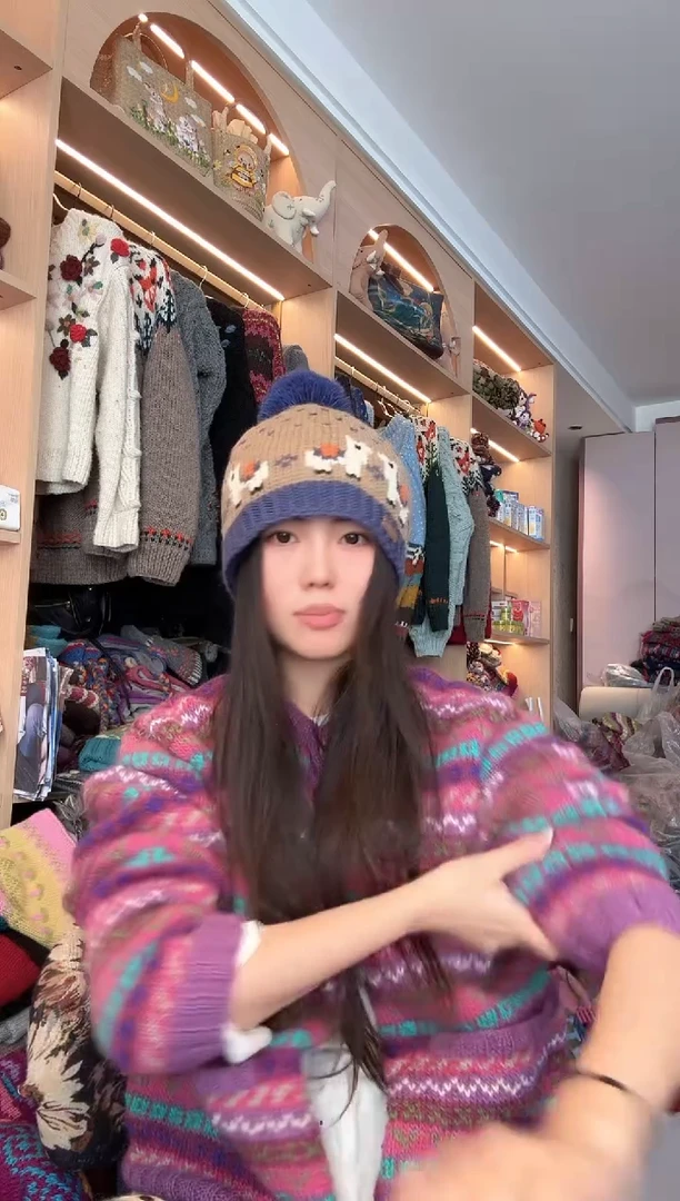 羊毛咖蓝色羊驼帽