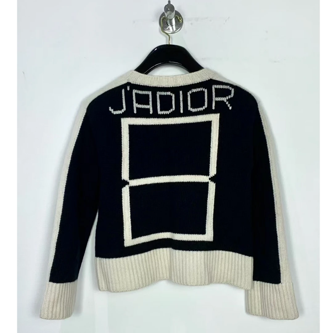 99新 DIOR/迪奥 /葡萄籽奢潮/Jadior8字母数字图案针织毛衣/38码