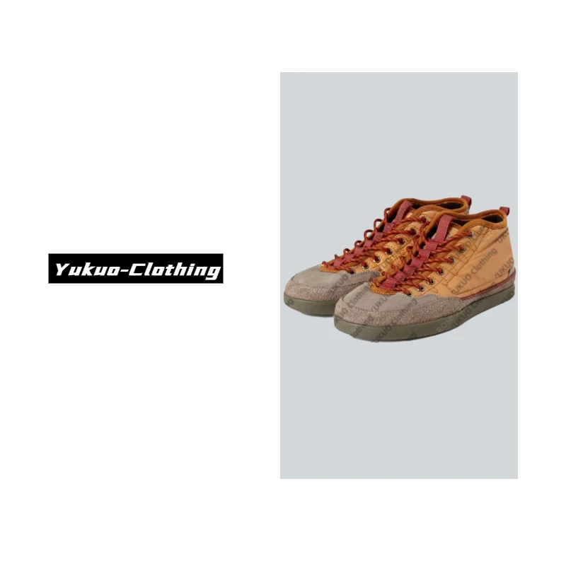 橙色高帮拼接帆布鞋科技面料休闲鞋9053