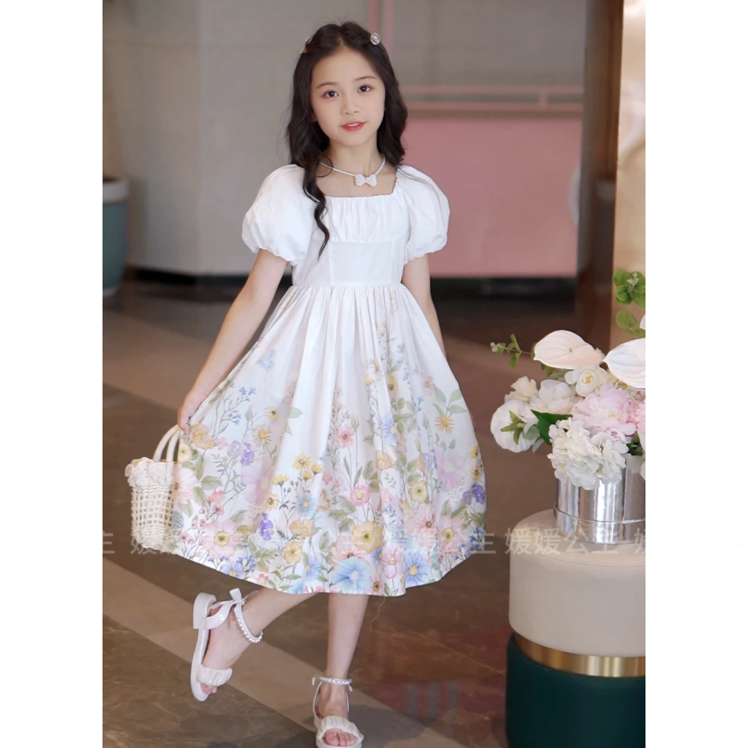 媛媛公主媛【童话花篱】2025夏季女童可爱甜美花边连衣裙15239V064