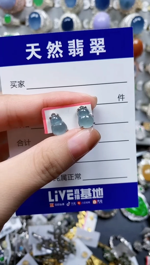 翡翠银S925镶嵌耳饰605