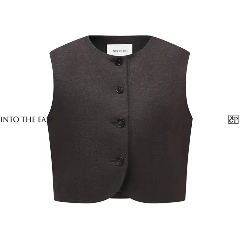 INTO THE EAST咖色亚赢圆领马甲