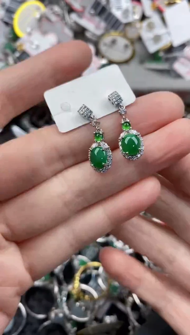 银S925镶嵌戒指翡翠10             9